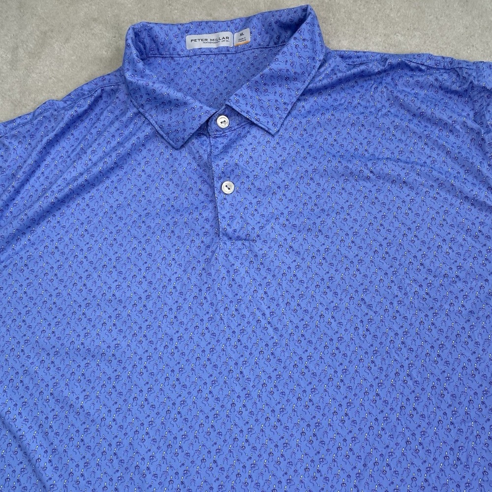Peter Millar Featherweight Polo Shirt Mens XL Performance Golf Jelly Fish Print